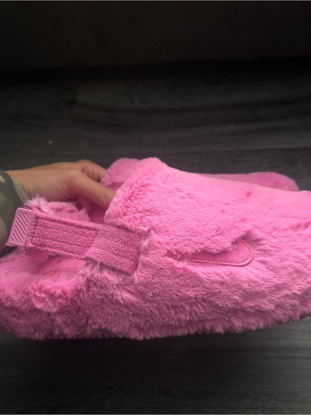 Women’s Pink Fuzzy Nike Calm Slides